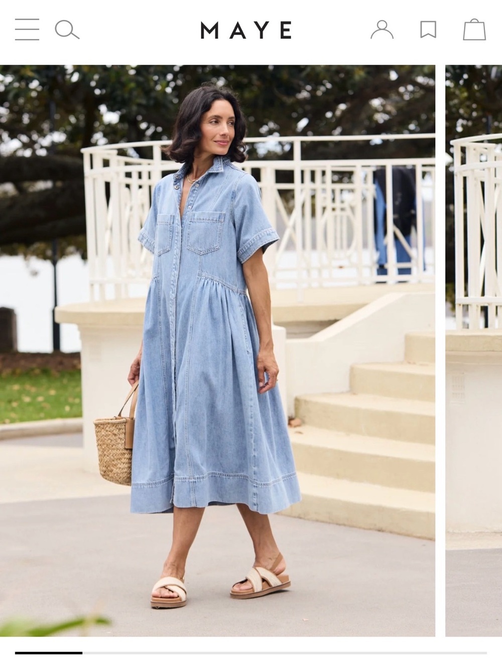 NWT: MAYE Montana Denim Shirtdress - Light Blue